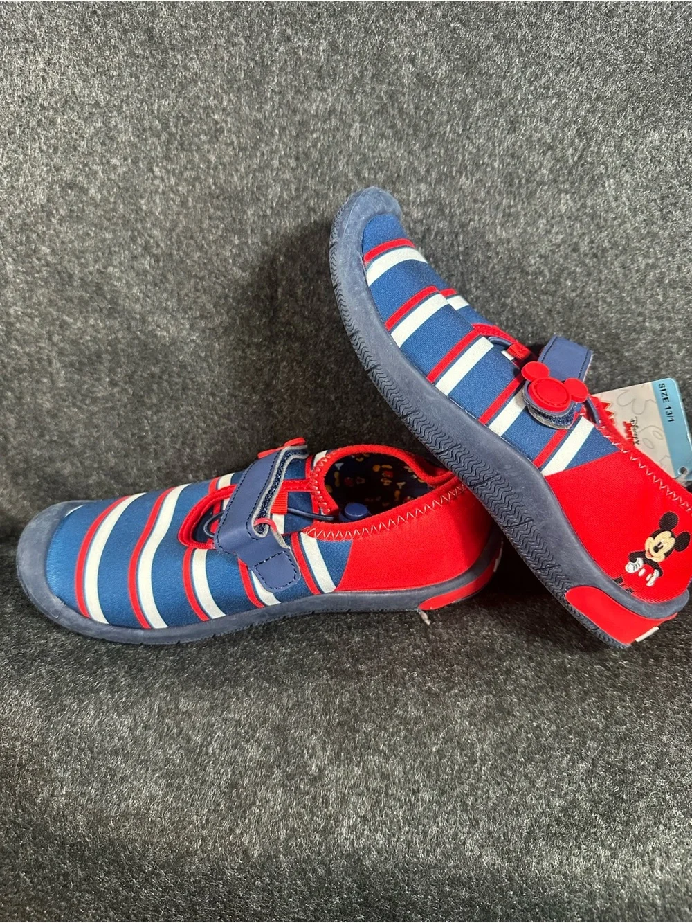 Disney Mickey Mouse Toddler Boys Water Shoes Size 13/1 Red Blue